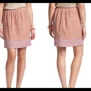 ANN TAYLOR LOFT Linen Orange Pink Striped Skirt